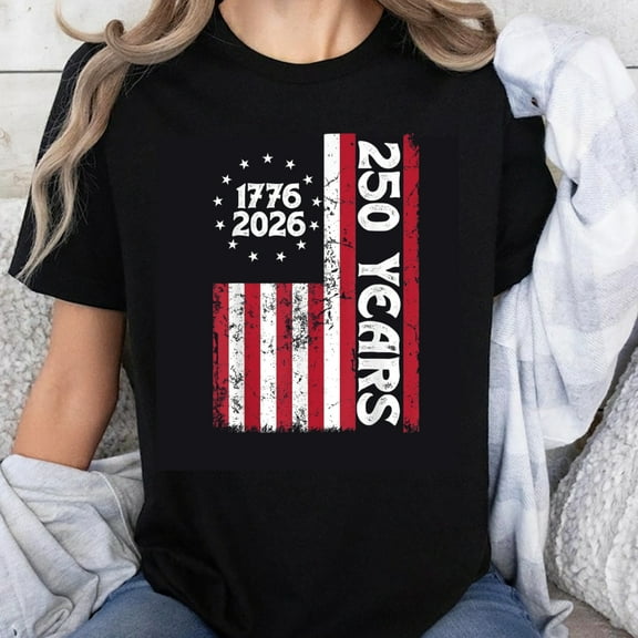 100% Cotton 250 Years America Independence Day 1776 2026 Usa Flag Patriotic T-Shirt For Men Women Celebrate United States Bicentennial Anniversary