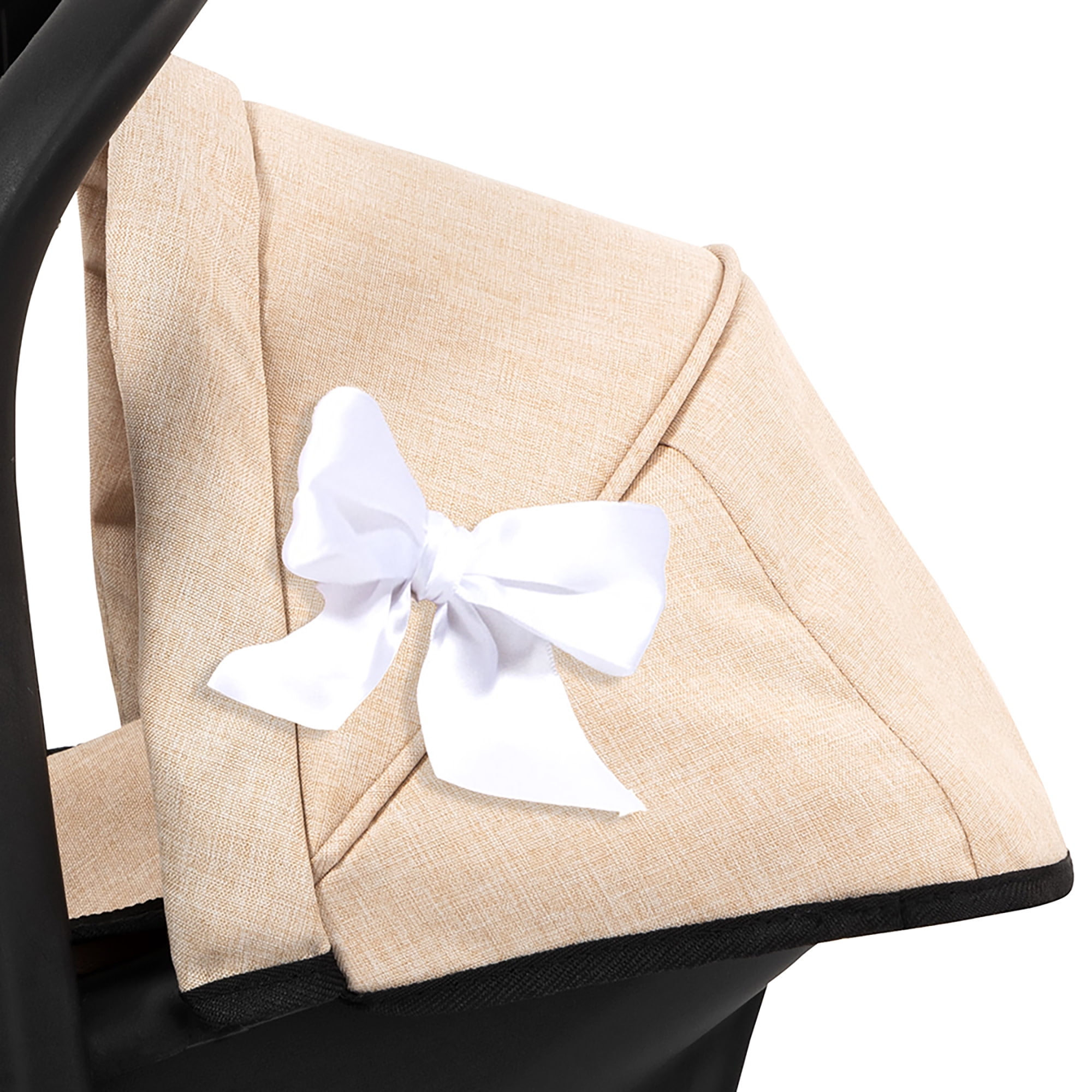 Bayer Design: Doll Deluxe Car Seat - Beige-Black-Hearts - Portable Carrier, Sunshade, Use As Rocker, Travel Play, Toy Accessory Fits 18" Dolls, Kid 3+