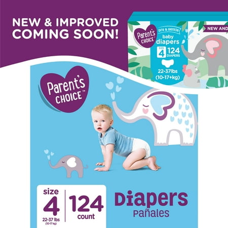 Parent's Choice Diapers, Stage 4, 22-37 lbs, 124 count