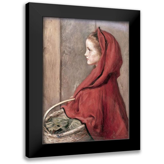 Millais, John Everett 11x14 Black Modern Framed Museum Art Print Titled - Red Riding Hood (The Artists Daughter Effie)