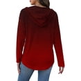 thumbnail image 5 of Womens Casual Long Sleeve Hoodies Fashion Printed Button Drawstring Loose Fit Pullover Lounge Tops (S, Red), 5 of 6