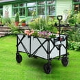 thumbnail image 2 of S AFSTAR Folding Wagon Cart, Collapsible Garden Wagon w/Adjustable Handle & Universal Wheels, Heavy Duty Folding Utility Cart for Agricultural Material Toy Grocery, Load Capacity up to 180Lbs (Gray), 2 of 9