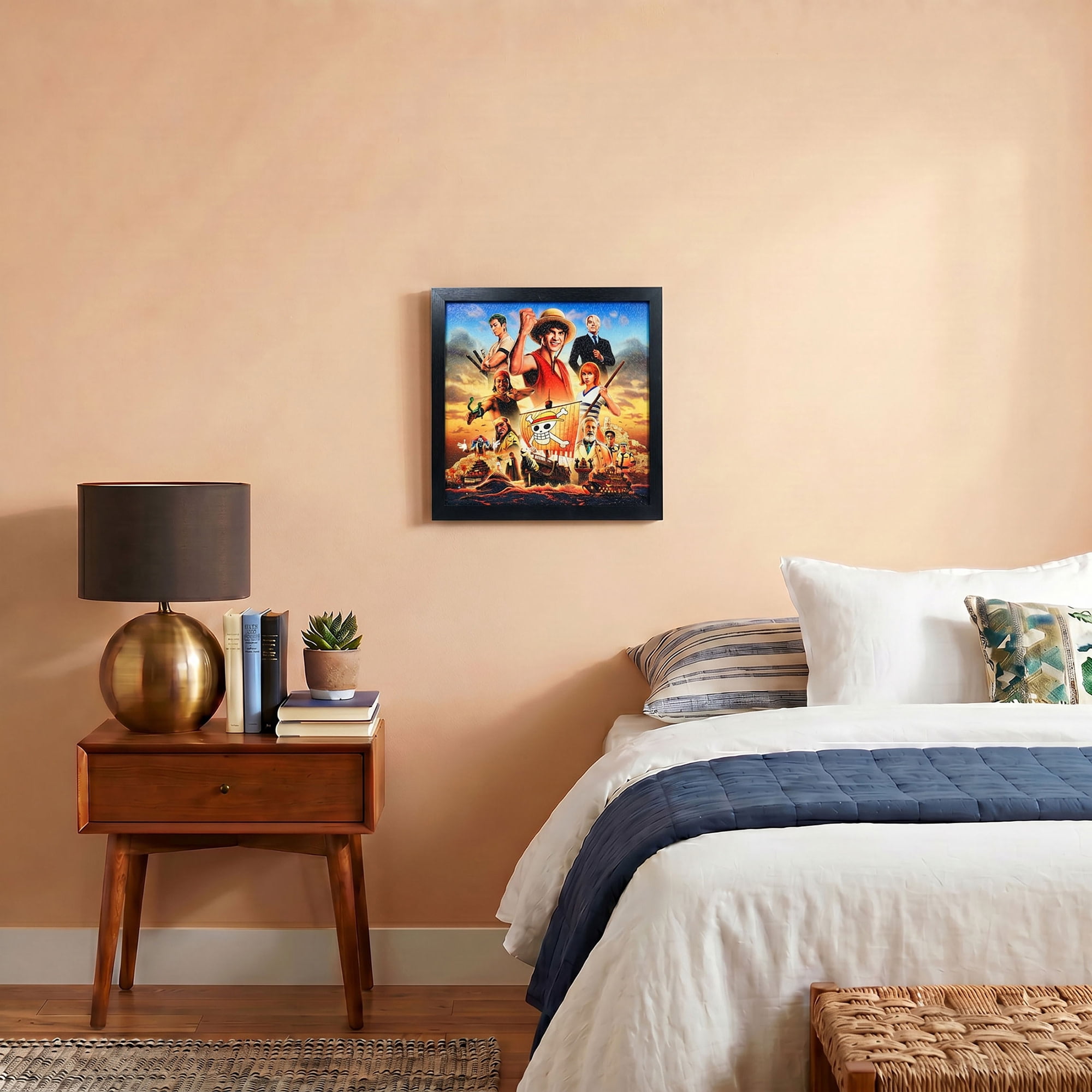 Pyramid : One Piece: Going Merry Sailing - 12x12 Framed Gel Coated Print - Series Character Artwork, Licensed Netflix Wall Decor, Collectible
