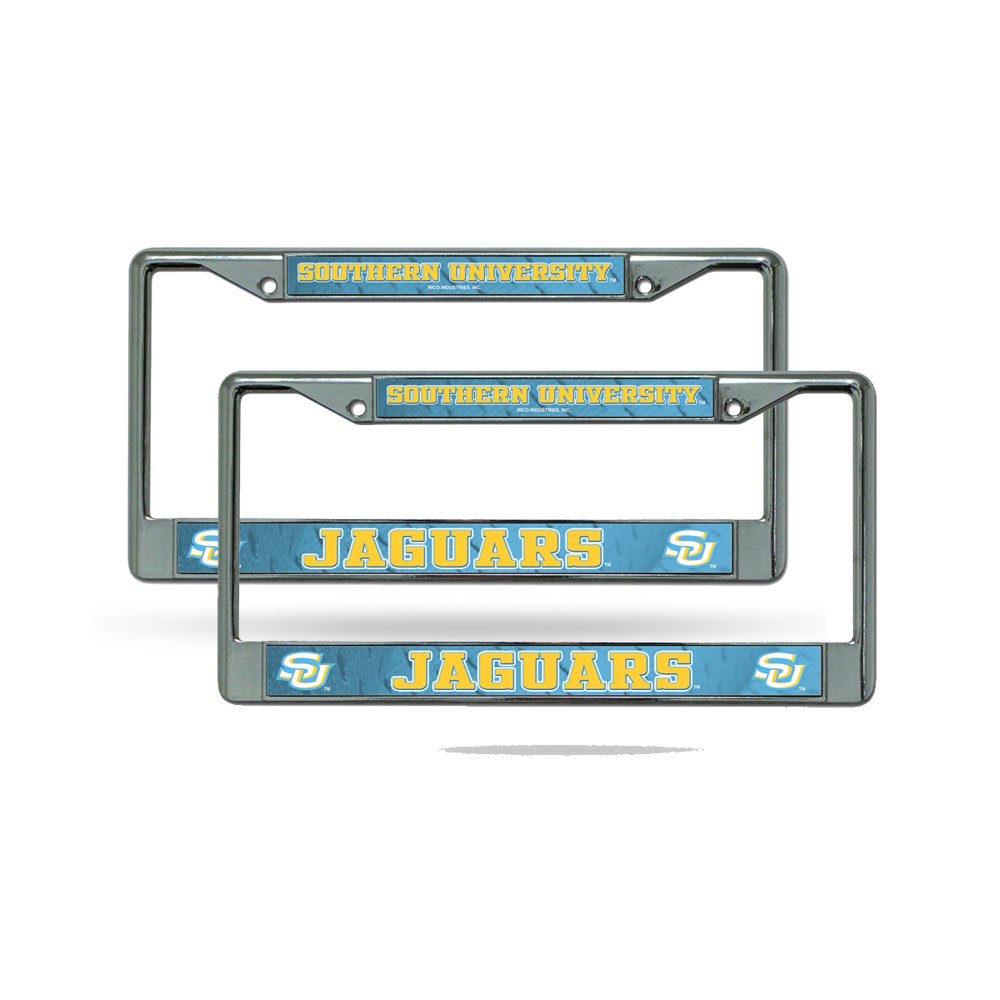 Southern University Jaguars Chrome Metal (2) License Plate Frame Set