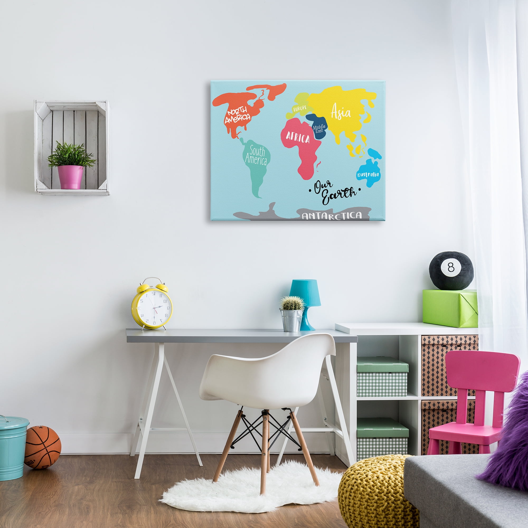 Stupell Industries Abstract Our Earth World Map Bold Shape Regions Abstract Painting Gallery Wrapped Canvas Print Wall Art, 30 x 40