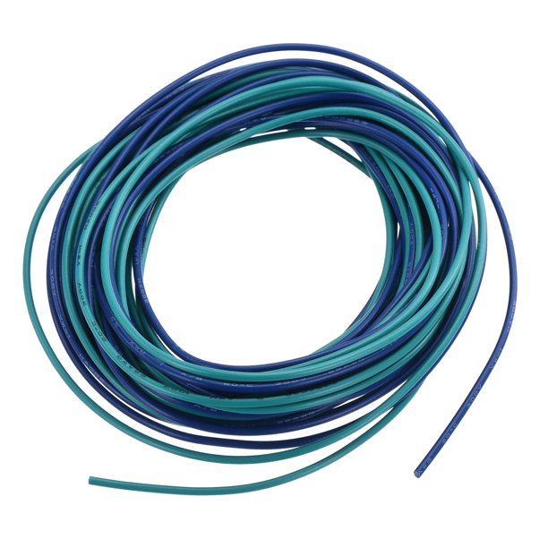 Cable de conexión de PVC de 28 AWG 3.0m/10ft, cable eléctrico flexible de cobre estañado trenzado azul verde, 1mm