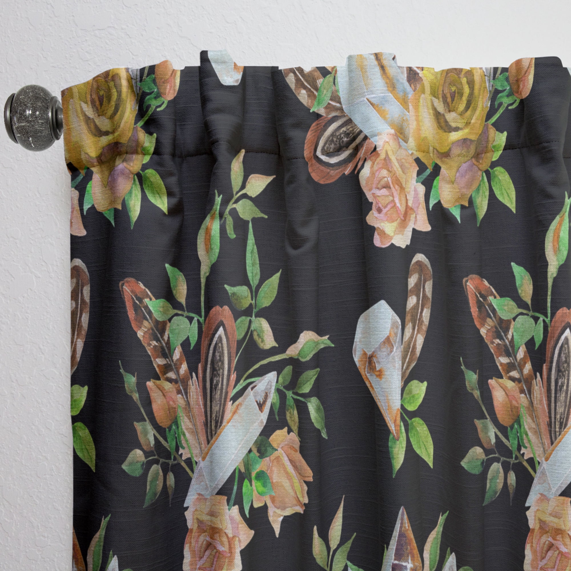 Designart 'Bituminous Bloom III' Floral Curtain Panel