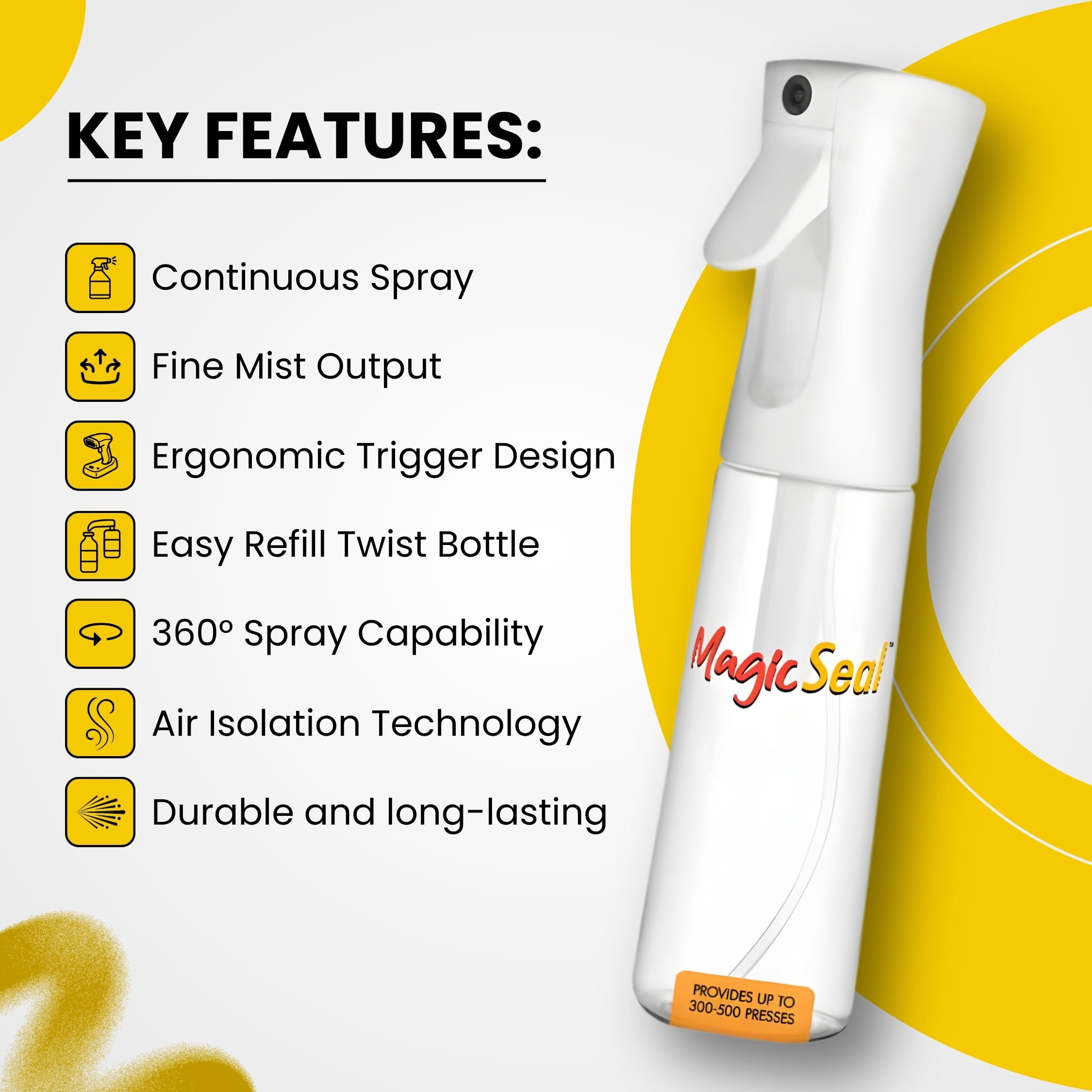 MAGICLINE SOLUTIONS Fine Mist Spray Bottle 500ml for DTF Printing, Refillable Continuous Mist Spray Bottle for MagicSeal, Solution Not Included
