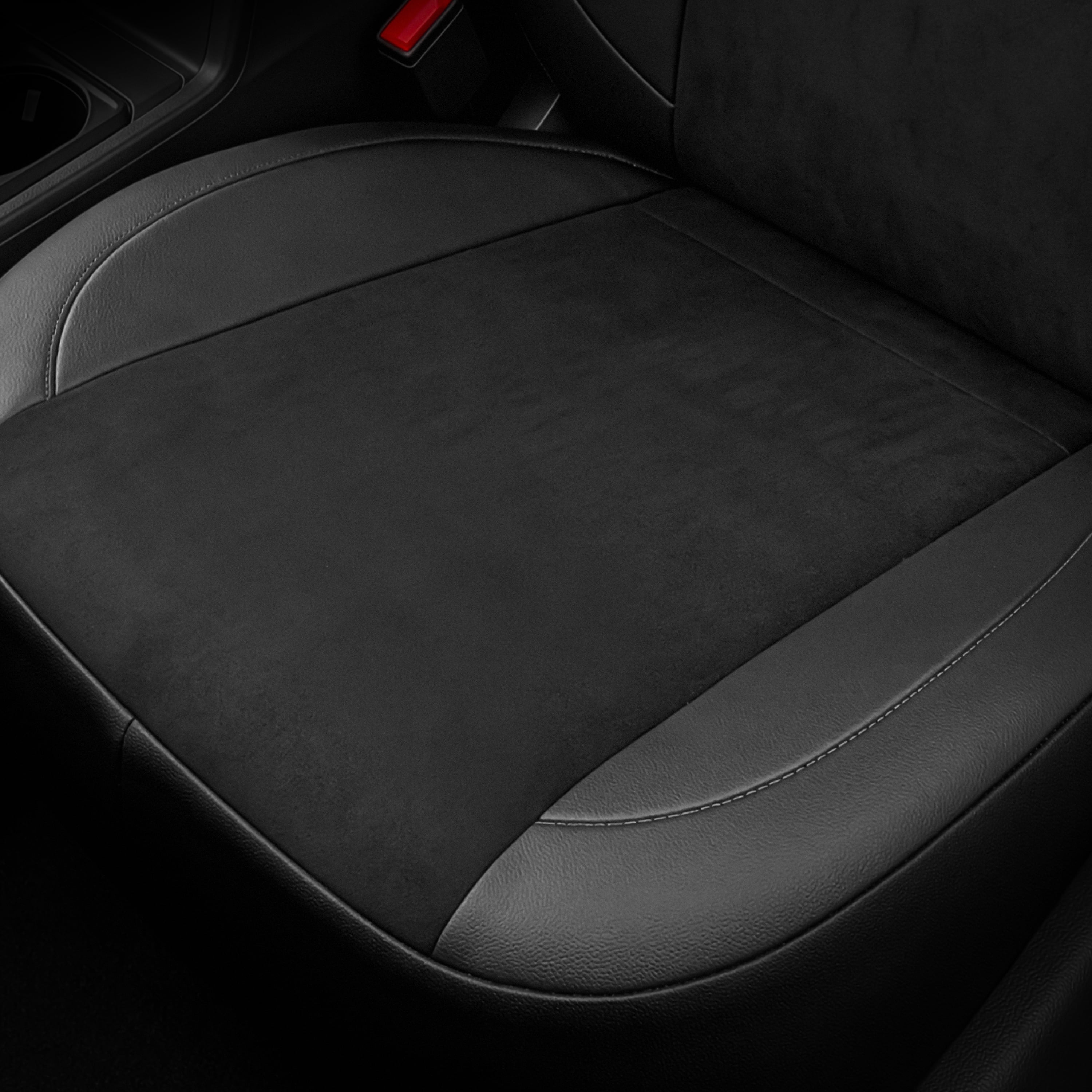 Auto Drive Seat Covers 2 Pack, Sport Front Seat Faux Leather Suede for Cars, SUVs, CUVs - Black Red Stripe