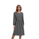 thumbnail image 1 of Women Floral Print Round Neck Dress Long Sleeve Belted Midi Dress Autumn Daily Wear, 1 of 5