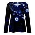 thumbnail image 4 of IROINNID Ladies Long Sleeve T Shirts Home Printing Round Neck Loose T-Shirt Autumn Blouse Pullover Tops,Dark Blue, 4 of 5