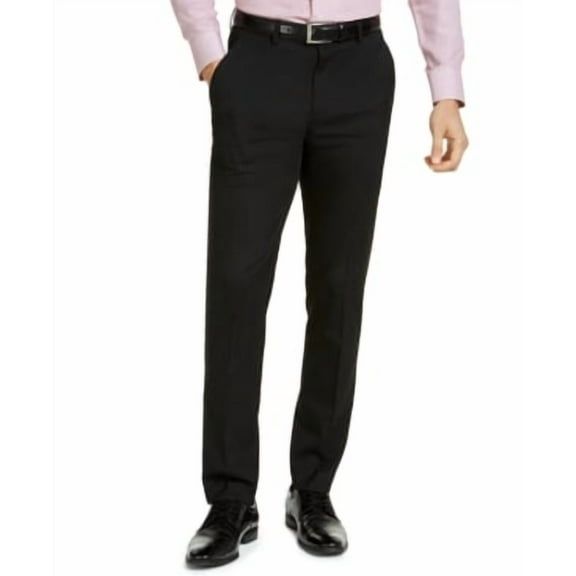Alfani Mens Slim fit Dress Pants 33 / 32 Black Solid Stretch