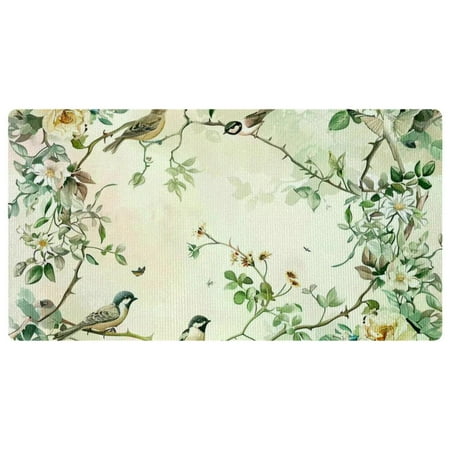 

DragonBtu Kitchen Mat and Rugs Cushioned 15.7 x 29.5 Non Slip Waterproof Absorb Oil Comfort Mat for Kitchen Floor Home Office Sink Laundry - Trees Leaf Birds Pretty