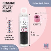 Miyuki Delica Seed Beads – Size 11/0 (1.6 mm), DB0310, Matte Black, 7.2 g, Approx. 1440 Beads