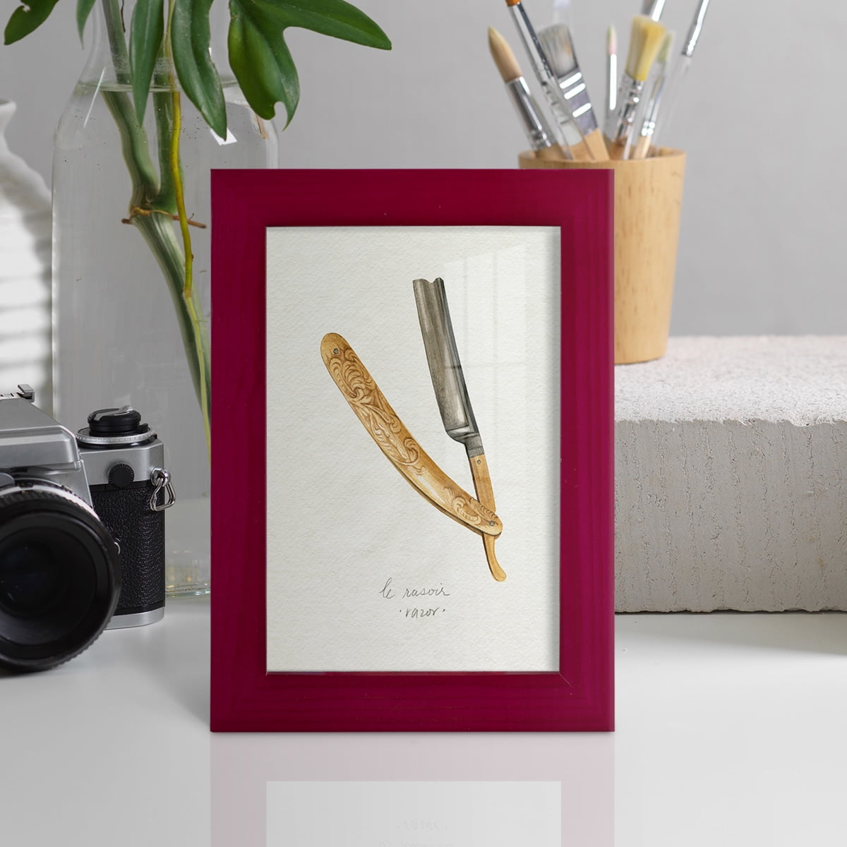 Gilded Toiletries I - Framed Print w/glass - Cherry Red