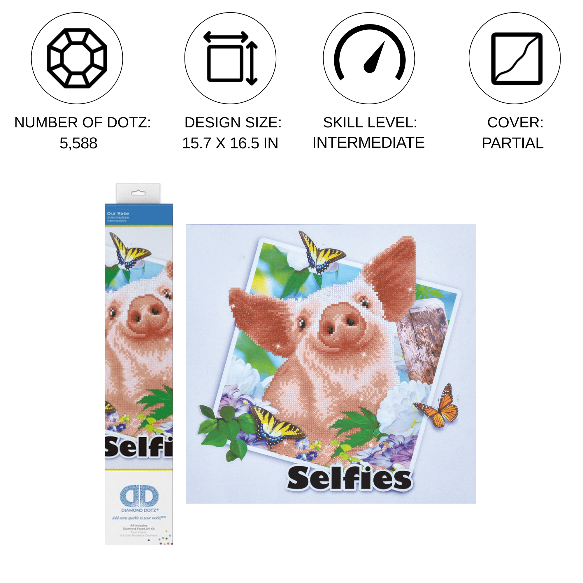 Diamond Dotz Our Babe Pig Diamond Painting Kits for Adults - Diamond Art Kits a Relaxing Creative Craft Kit with Dotz Gems 15.7"x16.5"