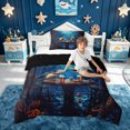 thumbnail image 2 of meiyoeat Ocean Navy Shark Twin Comforter Sets for Men Boys, Kawaii Coastal Animal Bedding Set, Black Reversible, 2 Pieces, 1 Comforter and 1 Pillowcase, 2 of 6