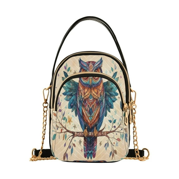 ALAZA Chain Crossbody Bags for Women Owl on Tree Pattern Shoulder Handbag Phone Purse