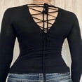 thumbnail image 4 of Ladies‘ Gothic Tops with Slim Fit and Rhinestone Chain Print on Long Sleeves, 4 of 5