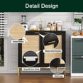 thumbnail image 4 of Eumyviv Modern Accent Sideboards Cabinets with 2 Rattan Doors, Mid-Century Buffets Storage Credenzas for Bedroom Living Room, Black H0046, 4 of 9