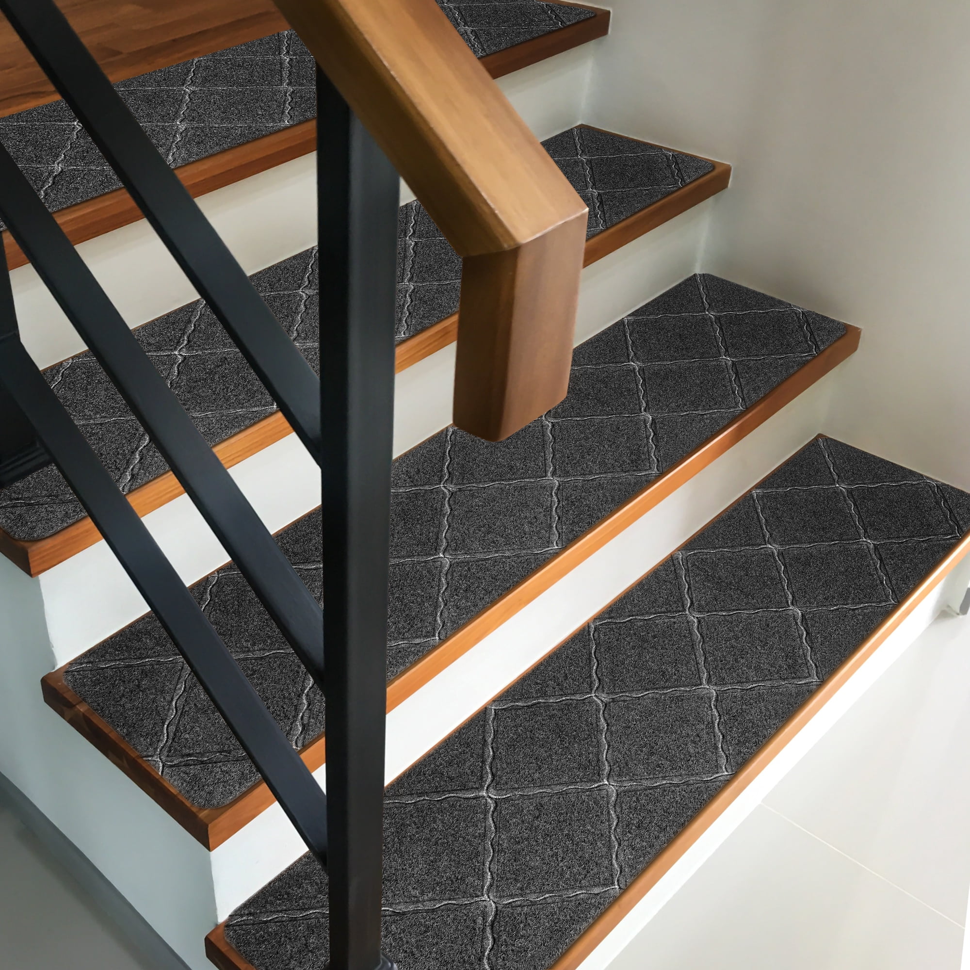 Stair Tread Carpet, 15pcs Non-Slip Stair Treads for Wooden Steps Indoor Outdoor Stair Tread Covers Rugs, 8in x 30in, Gray