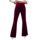 thumbnail image 1 of Gibobby Pantalones para el frío de mujer Pantalones de terciopelo para mujer, cintura alta, pierna ancha, elásticos, cintura elástica, pantalones con frontal(Rojo,XG), 1 of 5