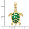 thumbnail image 2 of 18mm 10k Solid Yellow Gold Green Enameled Sea Turtle Pendant Necklace Pendant for Women - 1.5 Grams, 2 of 2