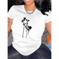 thumbnail image 1 of Women's Casual Star Graffiti Print T-Shirt - Crew Neck, Short Sleeve, Stretchy Polyester Blend, Machine Washable - Perfect for Summer & Everyday Fashion, 1 of 6