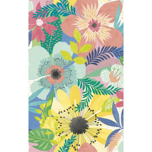 ohpopsi Janis Pastel Floral Riot Wallpaper, 19.7-in by 33-ft, 54.18 sq. ft.