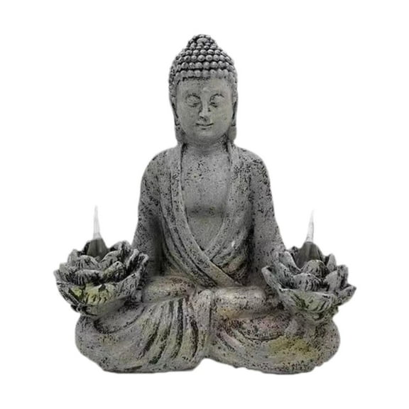 Fancyes Buddha Statue Religious Sculpture Collection Artwork Harz Figure Figure Handicrafts for Courtyard Women Mom Terrace Lotus