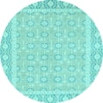 thumbnail image 1 of Ahgly Company Indoor Round Oriental Light Blue Traditional Area Rugs, 5' Round, 1 of 4
