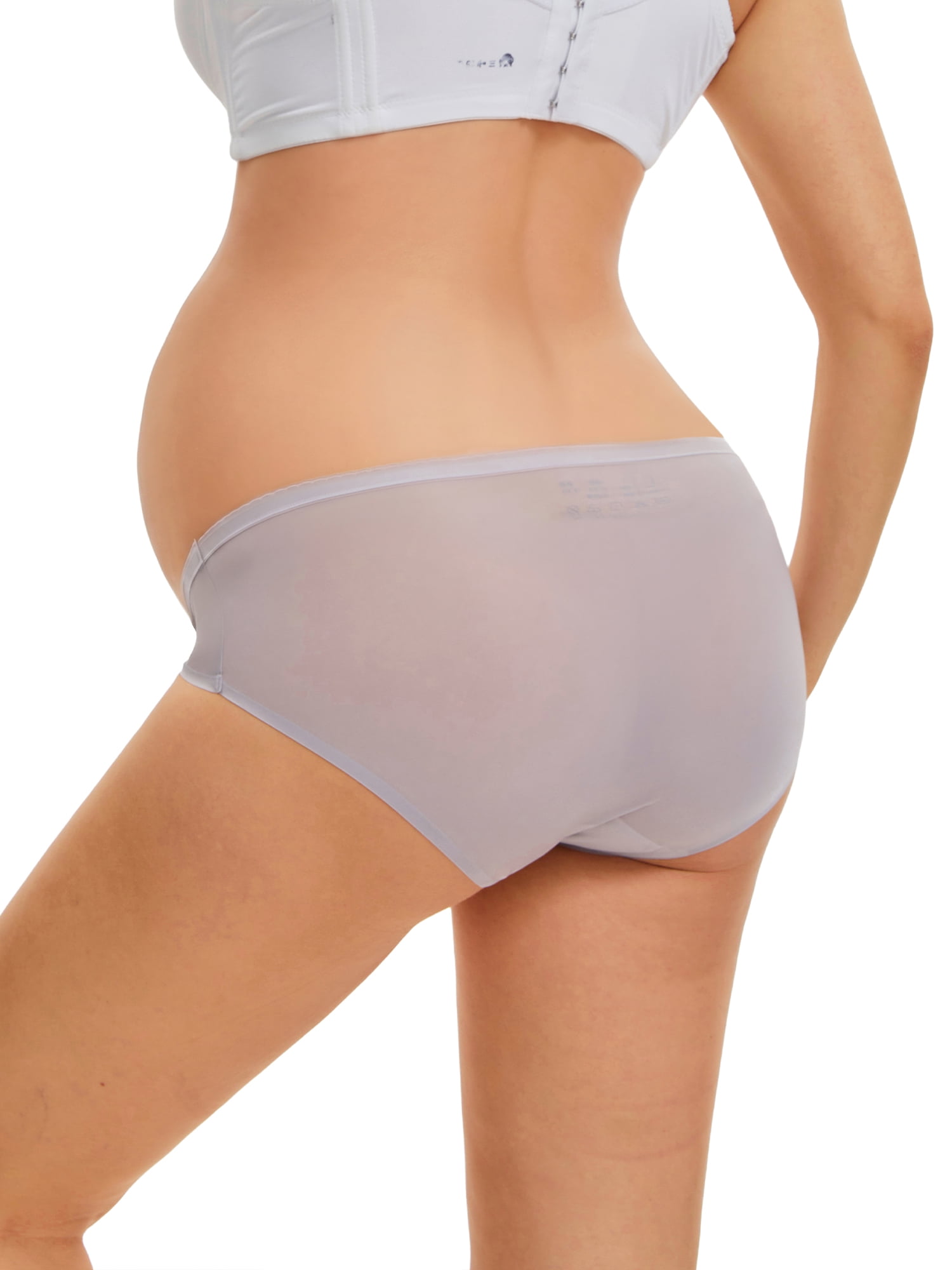 DARING DIVA Women's Maternity Underwear Ice Silk V-Shaped Belly Support Briefs XL Gray