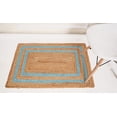 thumbnail image 3 of Rectangle Rug Natural Jute Rug Hand Braided Beige and Turquoise Border Color Area Rug, 3 of 5
