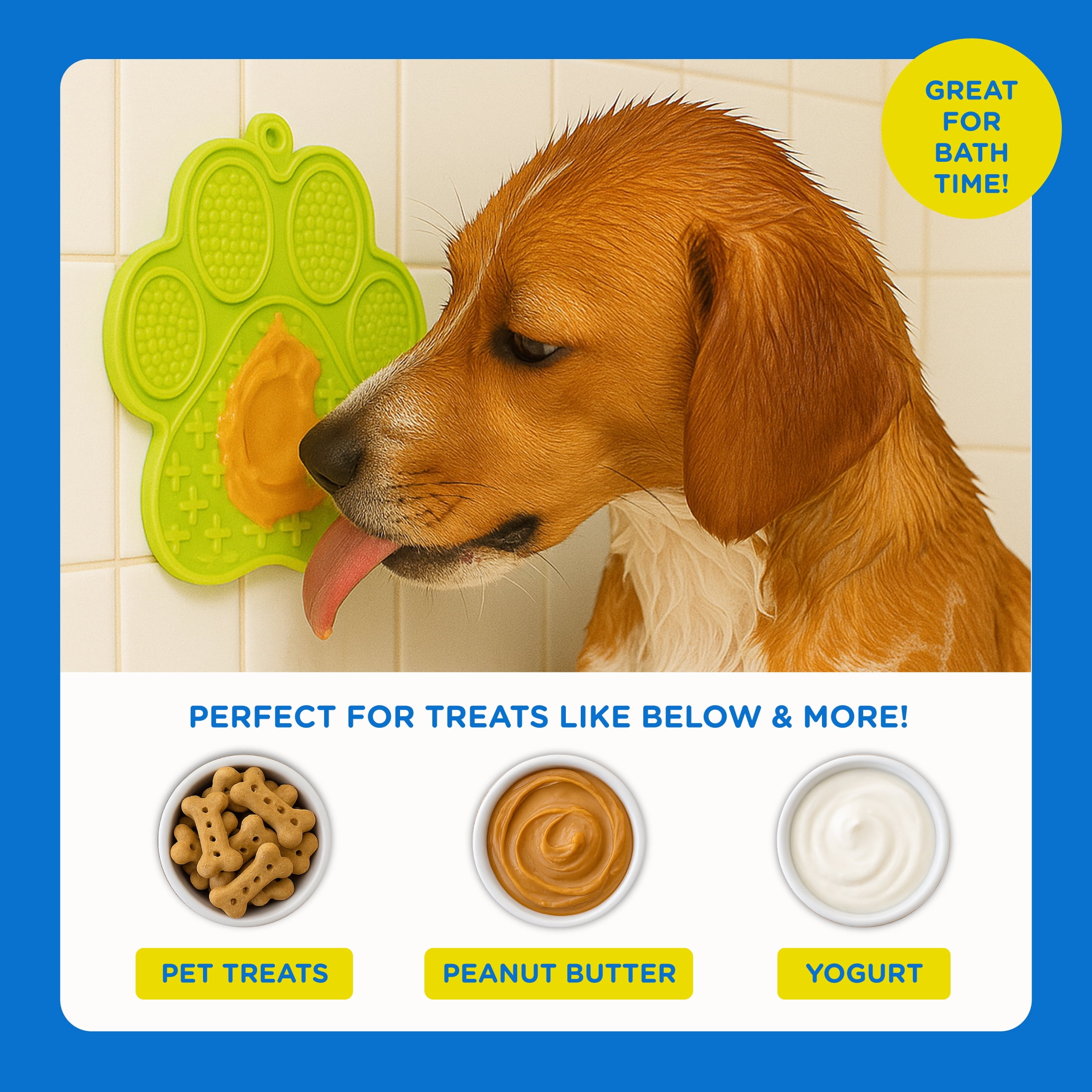 (3 pack) Bark Supply Co Silicone 7" x 7" Dog Pet Lick Mat with Suction Cups