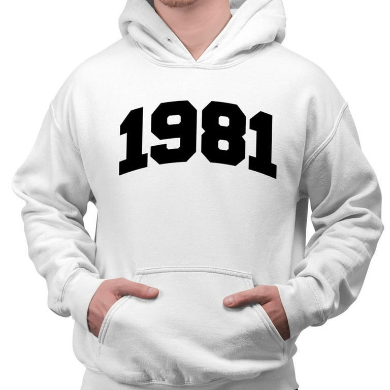 1981 College Style Hoodie Sweatshirt Unisex Small White 1981 College Style Hoodie Sweatshirt Unisex Small White