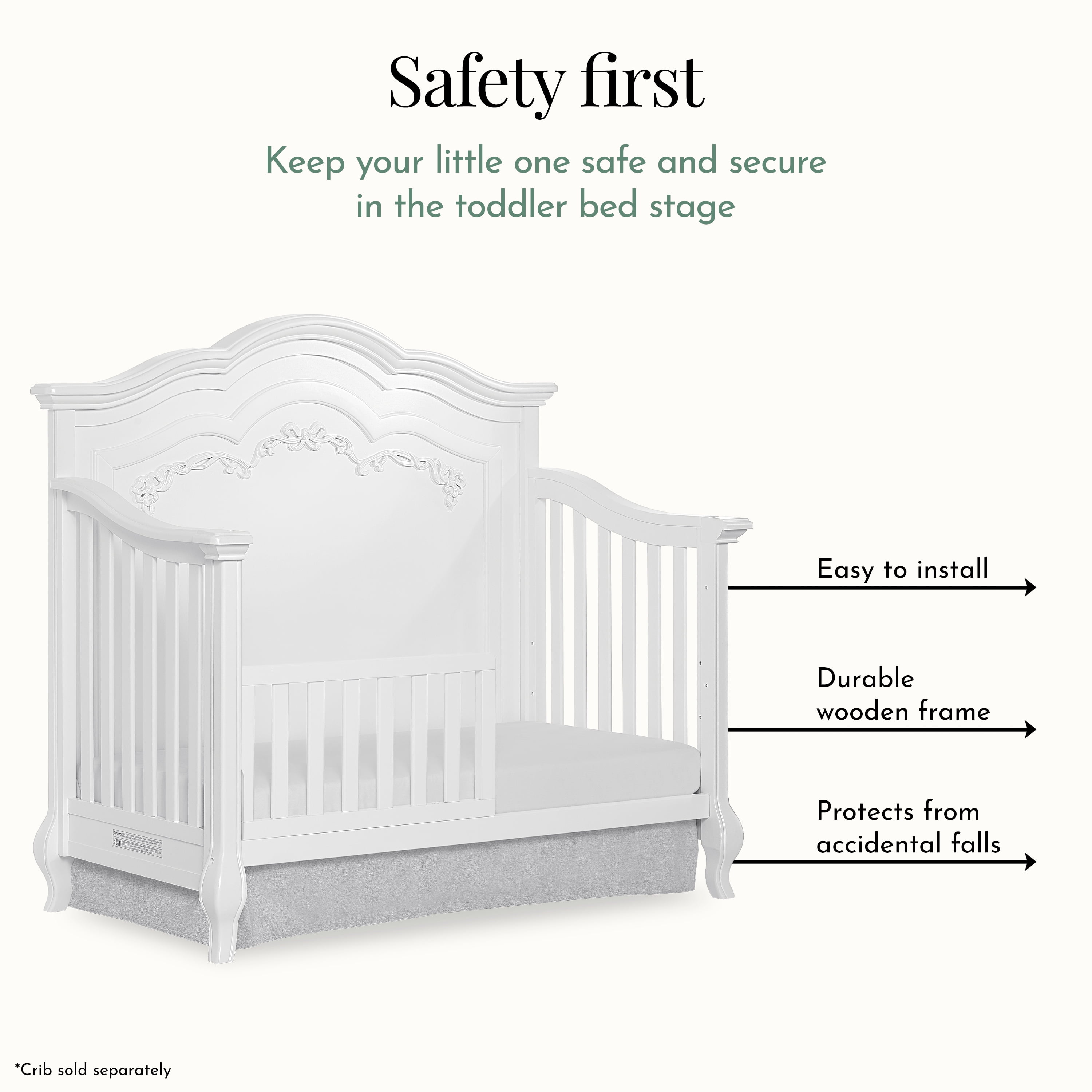 Evolur Convertible Crib Guardrail, Frost
