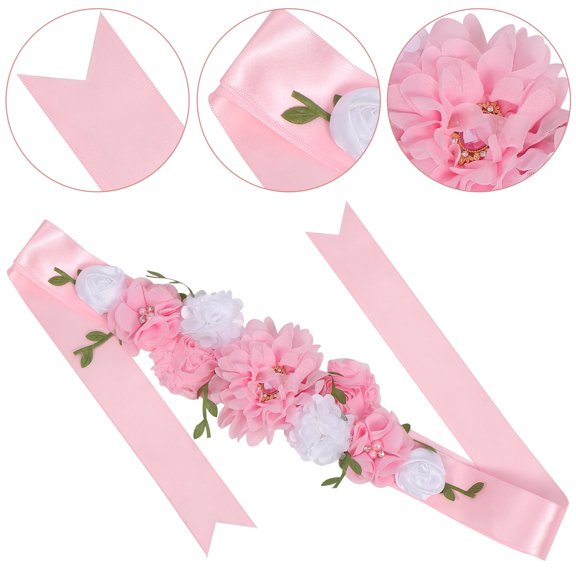 TABLZONE Maternity Flower Sash Belt for Pregnant Women Pink 1Pack Waist Support Comfort