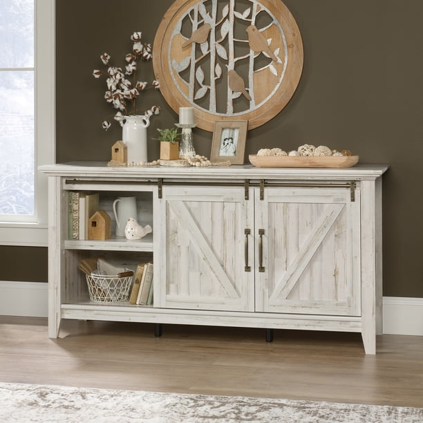 Sauder Dakota Pass TV Stand for TVs up to 70", White Plank Finish