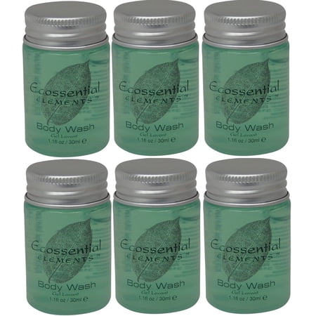 Ecossential Elements Body Wash Lot of 6 each 1.1oz Bottles. Total of 6.6oz