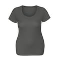 thumbnail image 2 of Essential Basic Scoop Neck Short Sleeve Tee for Women Tshirt -Plus, Charcoal, 2XL, 2 of 3