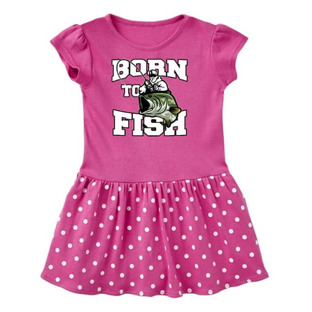 

Inktastic Born to Fish Gift Toddler Girl Dress