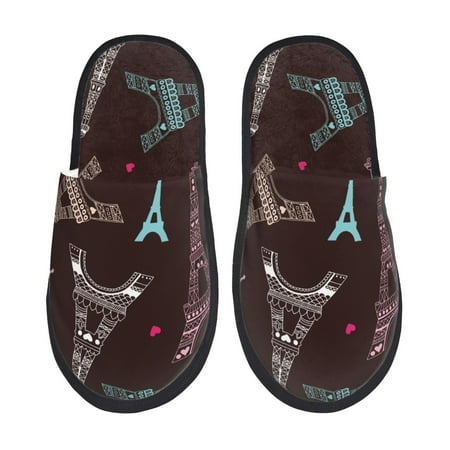 

Tideii Eiffel Tower for Home Indoor Cotton Slippers Autumn and Winter EVA Plush Slippers Household Supplies Unisex-Large