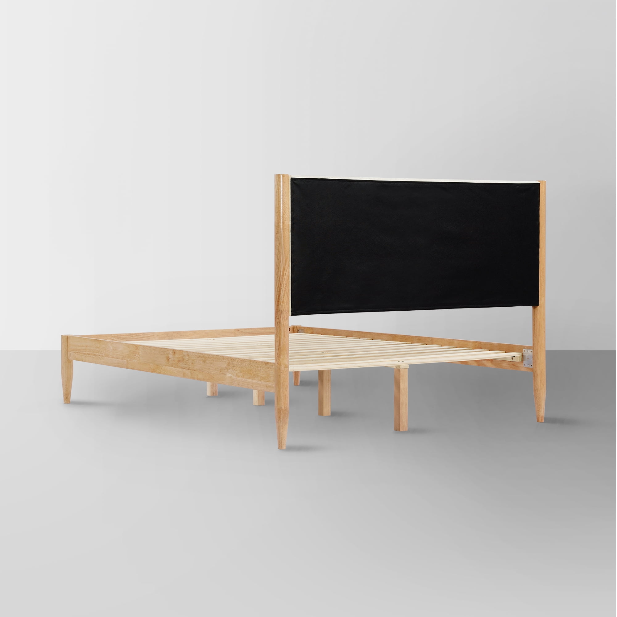 Spruce & Spring Upholstered Solid Wood Platform Bed Frame with Headboard Cream, Queen