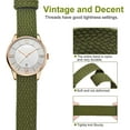 thumbnail image 2 of Bracelet en Nylon Perlon Unisexe avec Boucle en Acier Inoxydable Argenté, Vert Armée, 14mm, 2 of 6