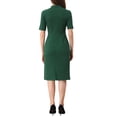 thumbnail image 3 of VESTIDO DE MUJER INSPIRE CHIC CUELLO EN V MANGAS CORTAS Cuerpo Ajustado Midi Vestidos para Trabajar XS Verde Oscuro, 3 of 6