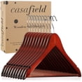 thumbnail image 6 of Casafield 10 Wooden Suit Hangers, Cherry - Non-Slip Pant Bar & Swivel Hook, 6 of 7