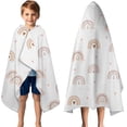 thumbnail image 3 of White Boho Bohemia Rainbow Hearts Pattern Hooded Bath Towel，50"x30" for Ages 3 To 12 Kids, Quick Dry Lightweight Soft Microfiber Hood Beach Towel Cover Up for Kids, 3 of 7