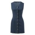 thumbnail image 3 of Womens Casual V Neck Sleeveless Jeans Button Down Denim Short Dress Ringer Dress Casual Fit Dress Casual Long Sleeve Dress for Women Casual Maxi Womens Dresses Casual Summer Midi Length Midi Dress for, 3 of 6