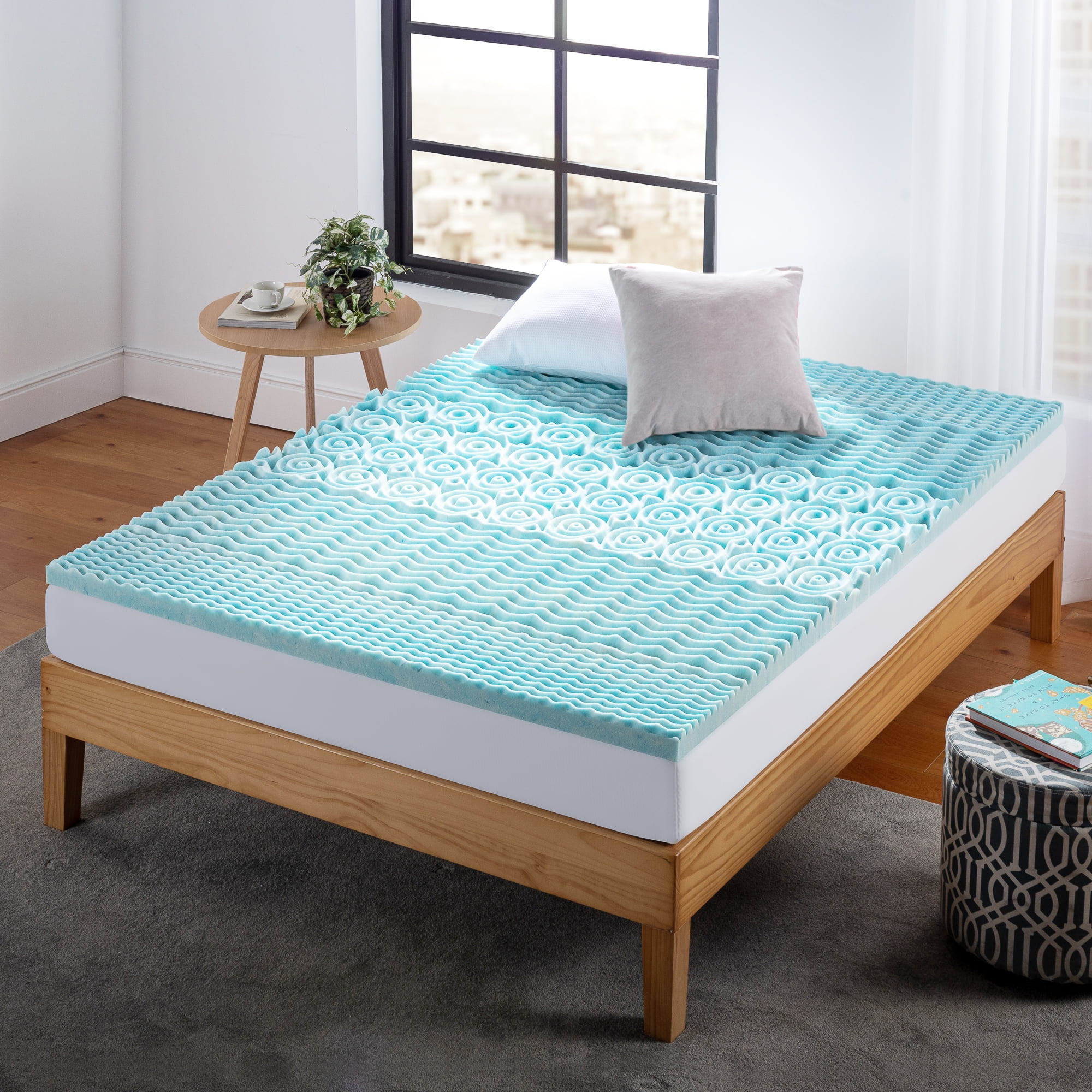 Zinus Spa Sensations 1" Green Tea Gel Memory Foam Zoned Support Mattress Topper, Twin