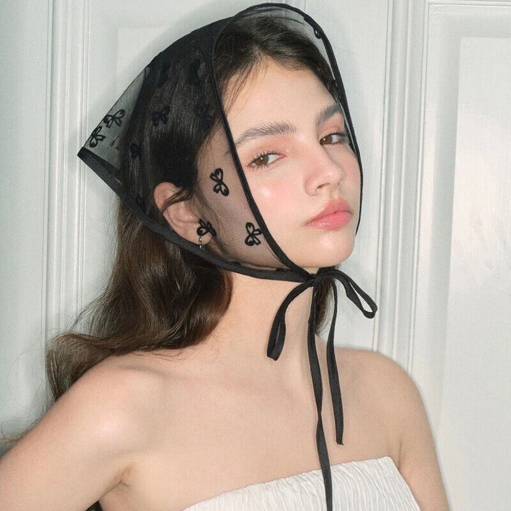 Embroidered Sheer Lace Headband Hair Scarf Lightweight Chic Y2K Boho Wrap Amazon.com: Floral Hair Scarf Headband for Women White Lace  main image 4
